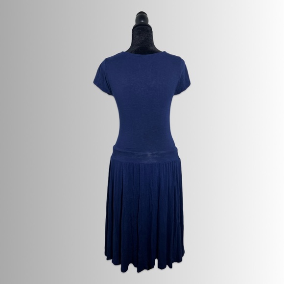 Anthropologie Dolan Ataya Twist Short Sleeve Navy Blue T-Shirt Dress, Size Small - Picture 5 of 7